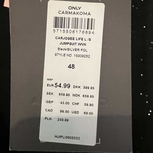 ASOS - Only Carmakoma - Jumpsuit - Size EU 48/UK 20-Black/Silver Plus Size - Picture 5 of 6